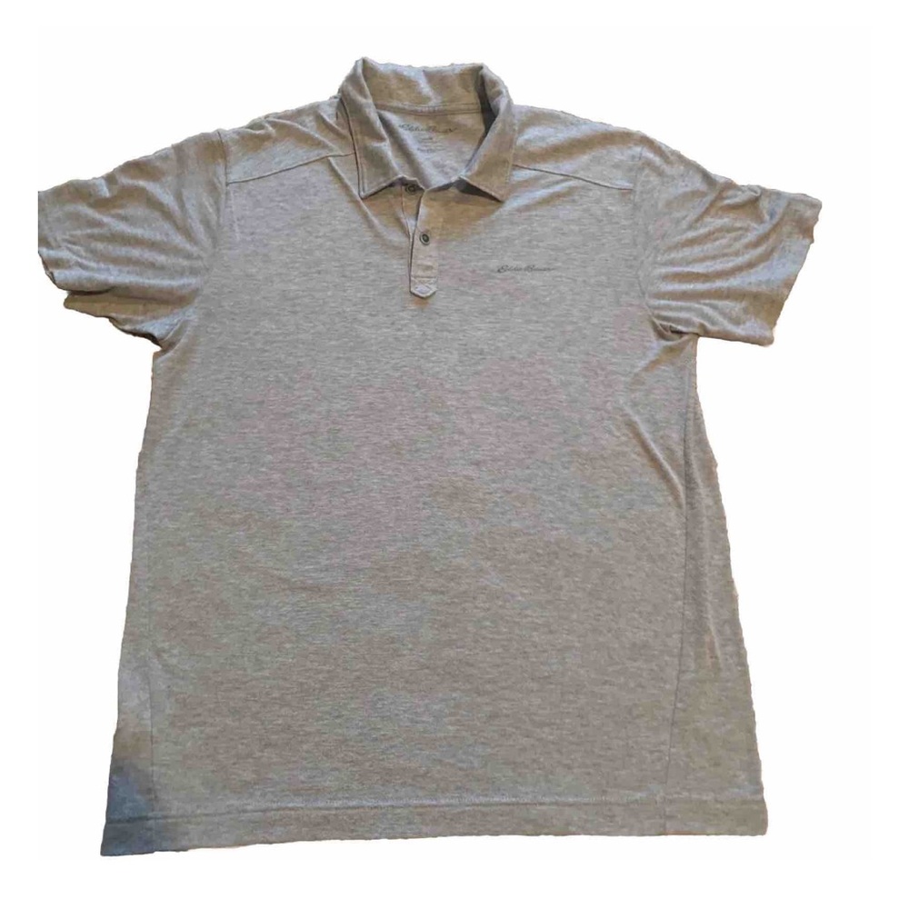 Eddie Bauer Shirt Men's Size Medium Gray Collared Motion Freedry Material Polo